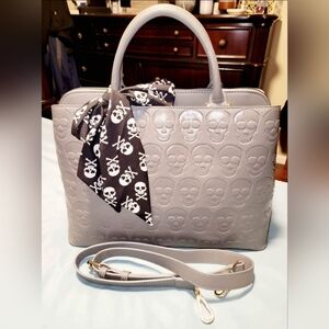 Betsey Johnson Gray Skull Satchel